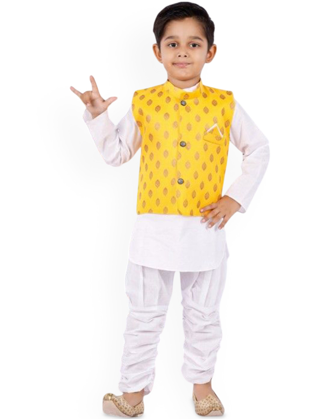 NEW GEN Boys Solid Kurta with Churidar & Waistcoat