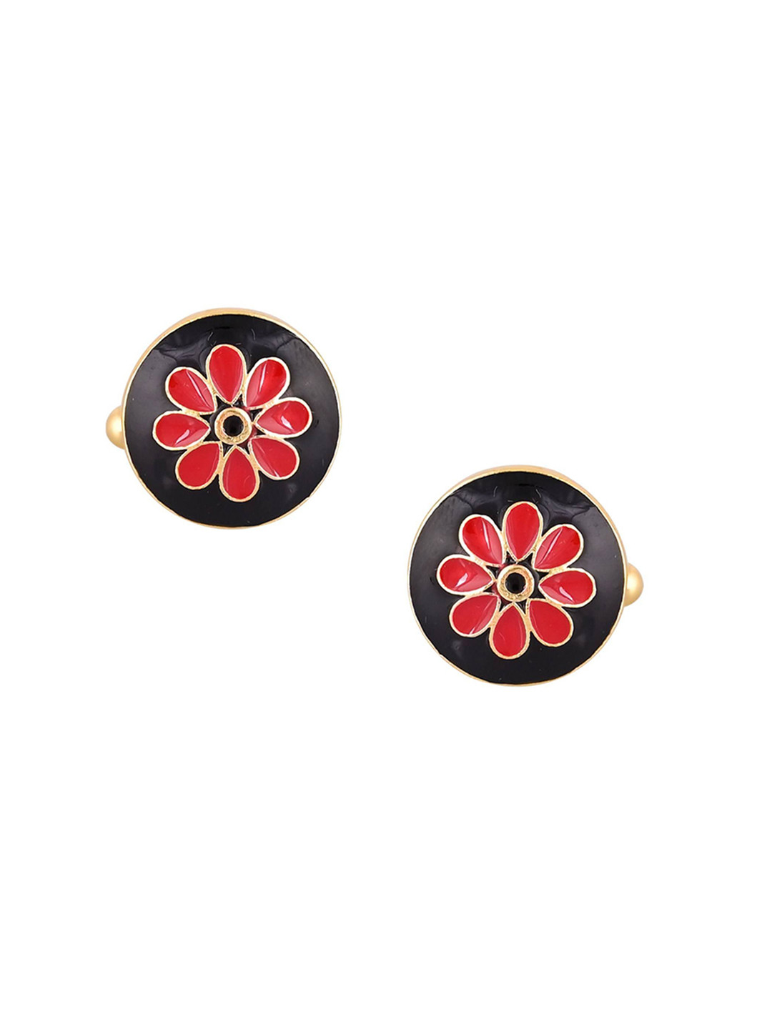 House of Pataudi Men Gold-Plated Floral Cufflinks