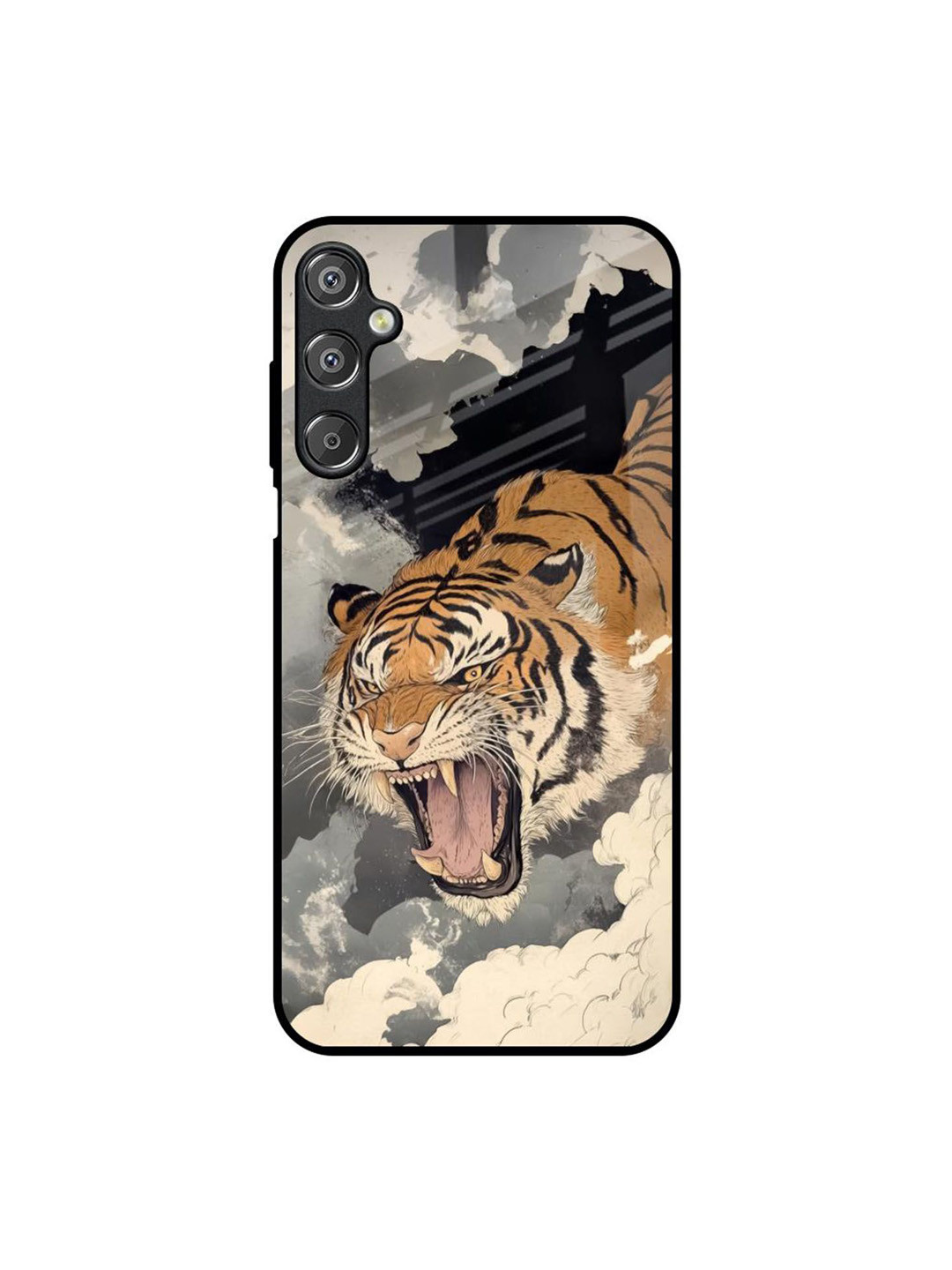 QRIOH Grey & Yellow Printed Silicone Samsung Galaxy F15 5G Silicone Back Case