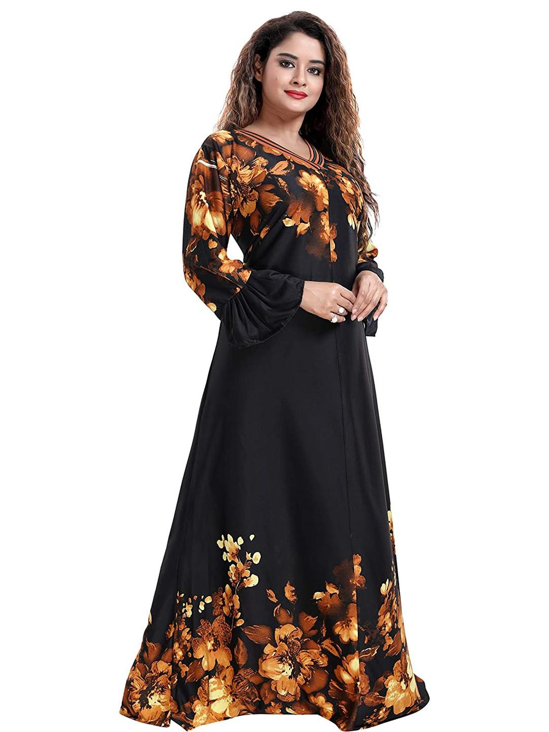 PURSA Women Mustard Satin Nightdress
