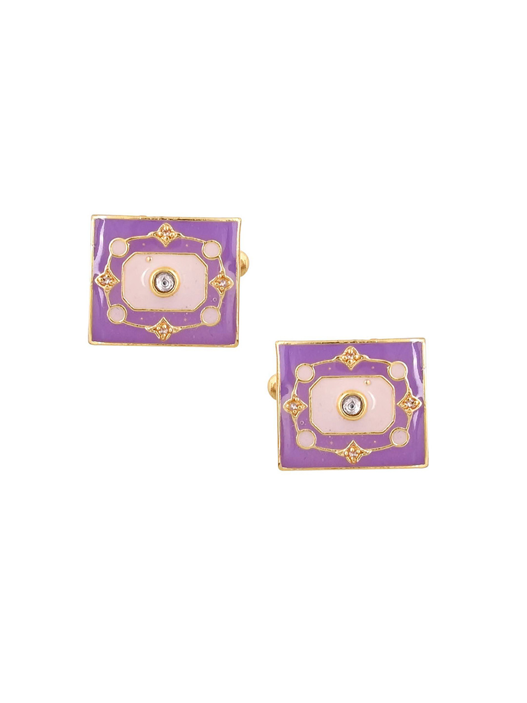 House of Pataudi Men Gold-Plated Rectangle Shape Cufflinks