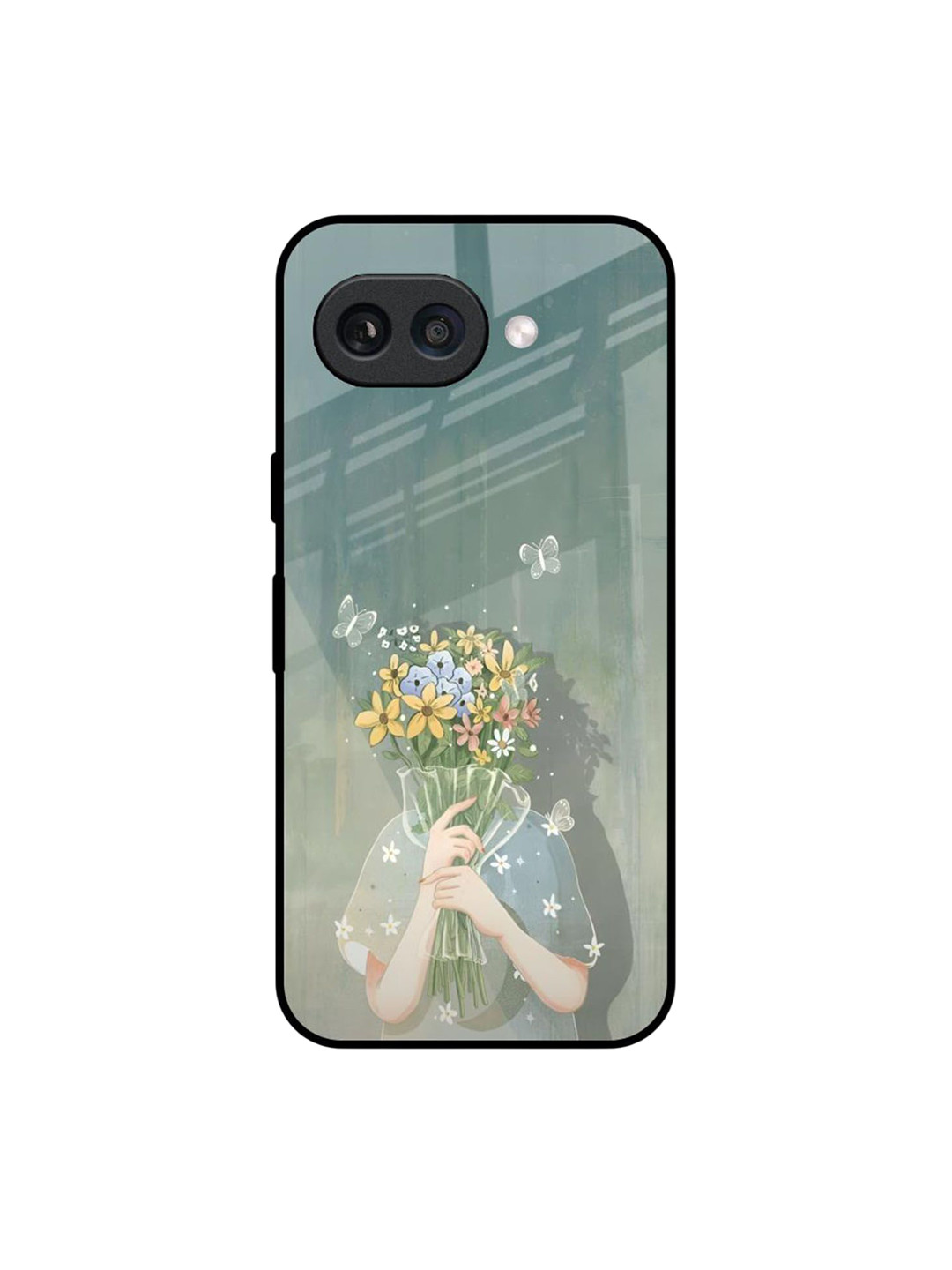 QRIOH Women Facade Floral Printed Google Pixel 9A Silicone Back Case Mobile Accessories
