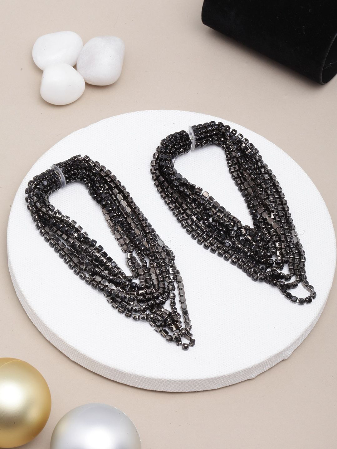 StyleCast Artificial Stones Studded Contemporary Drop Earrings
