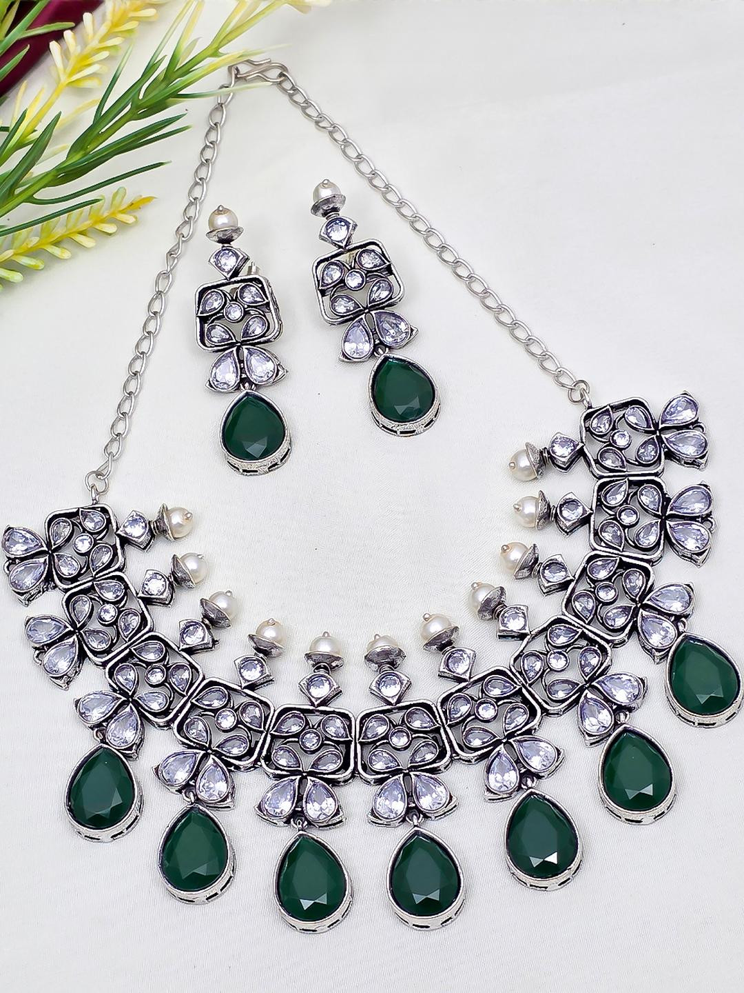 Oxy Jewels Silver-Plated Brass Jewellery Set