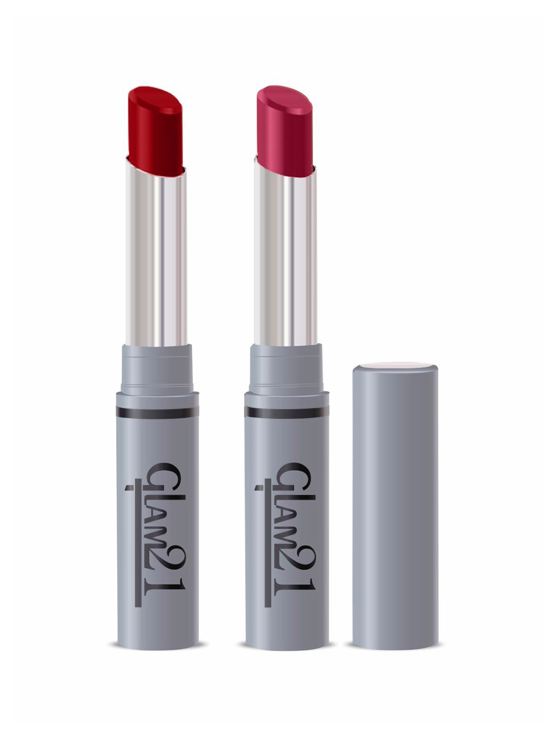 GLAM21 Set Of 2 Long Lasting Bullet Lipstick - Give Me Red 03 - Pink Heaven 09
