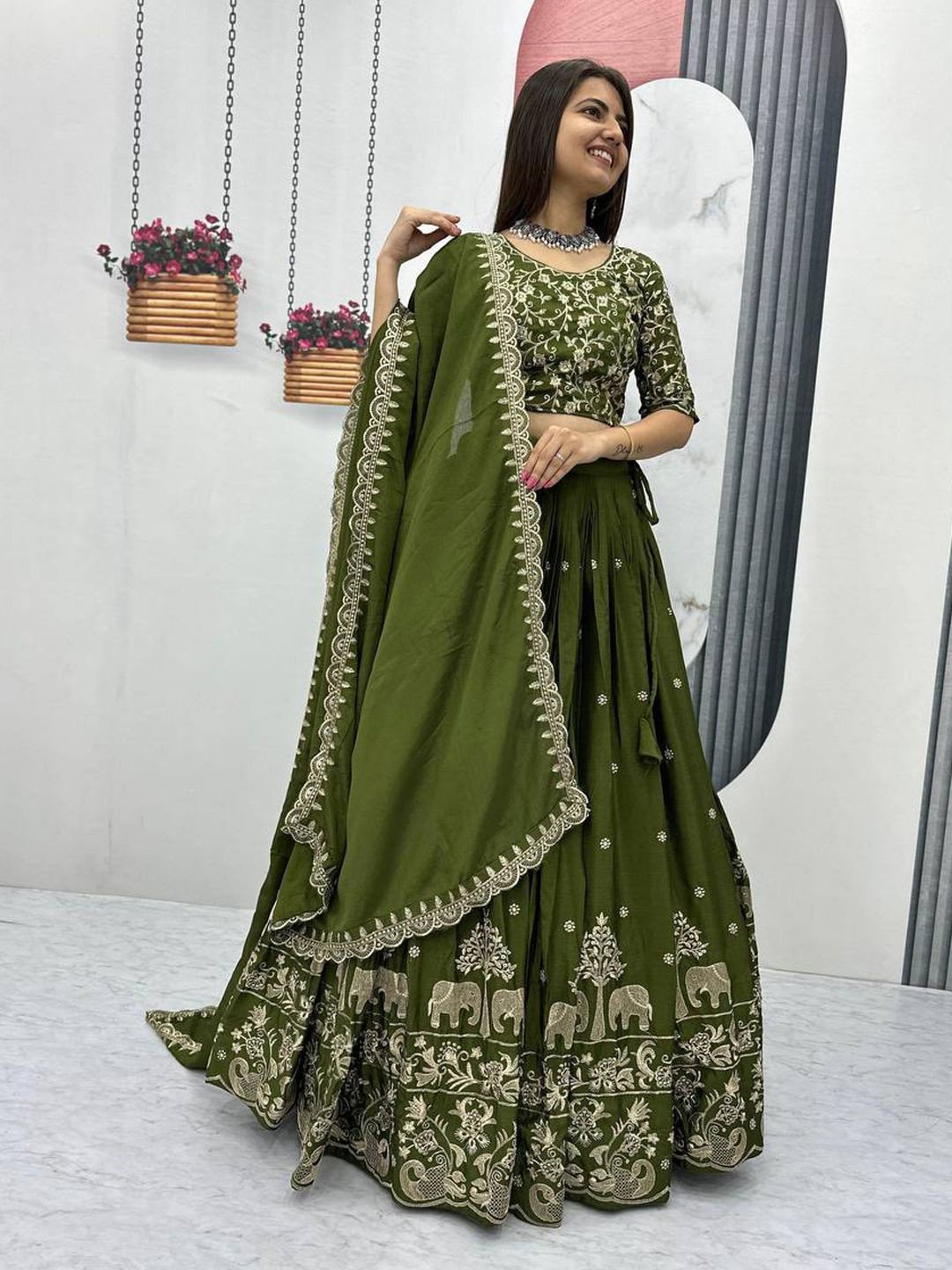 Jogmaya Fashion Embroidered Semi-Stitched Lehenga & Unstitched Blouse With Dupatta
