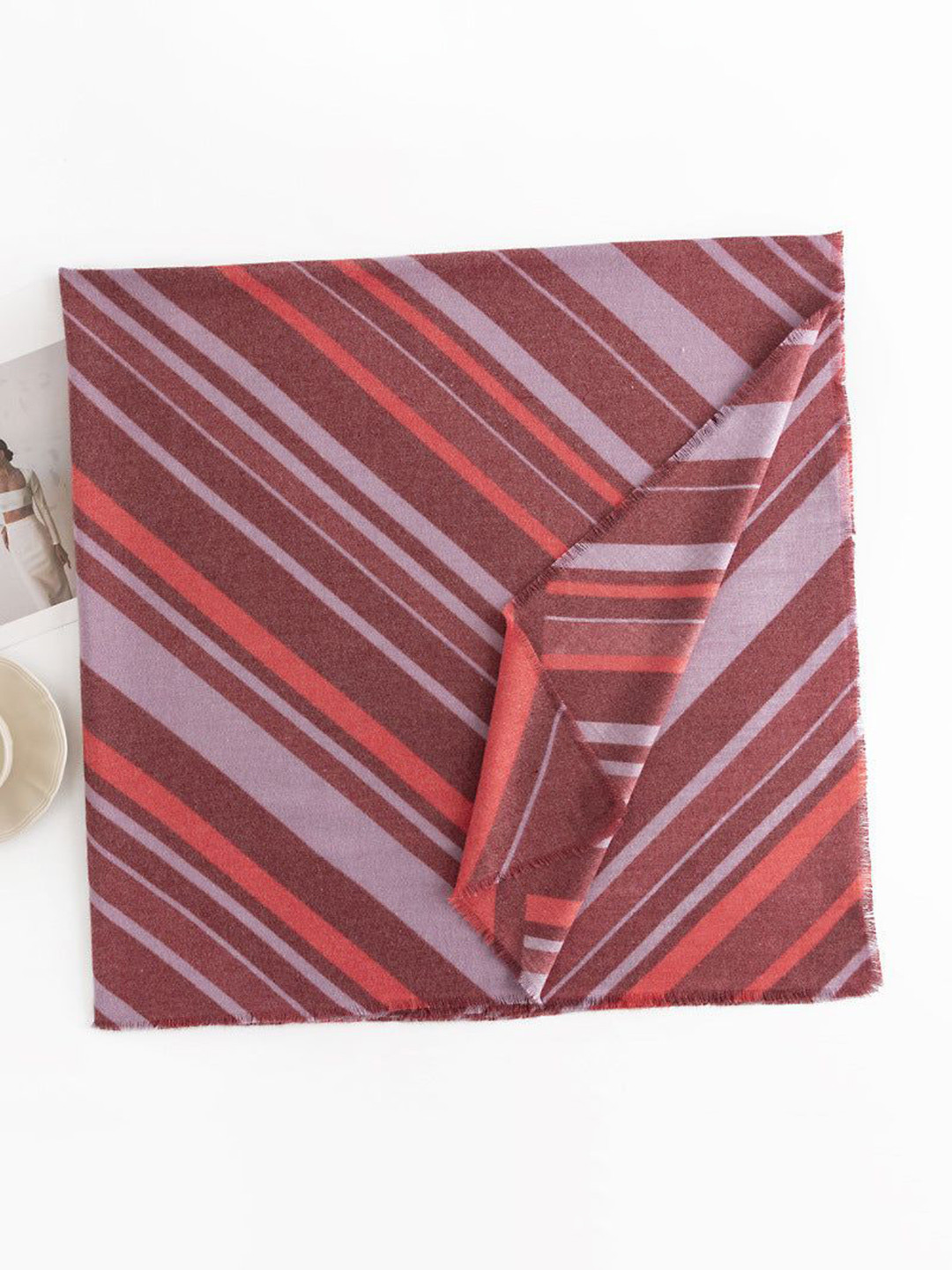 QUECY Women Striped Rectangle Stole