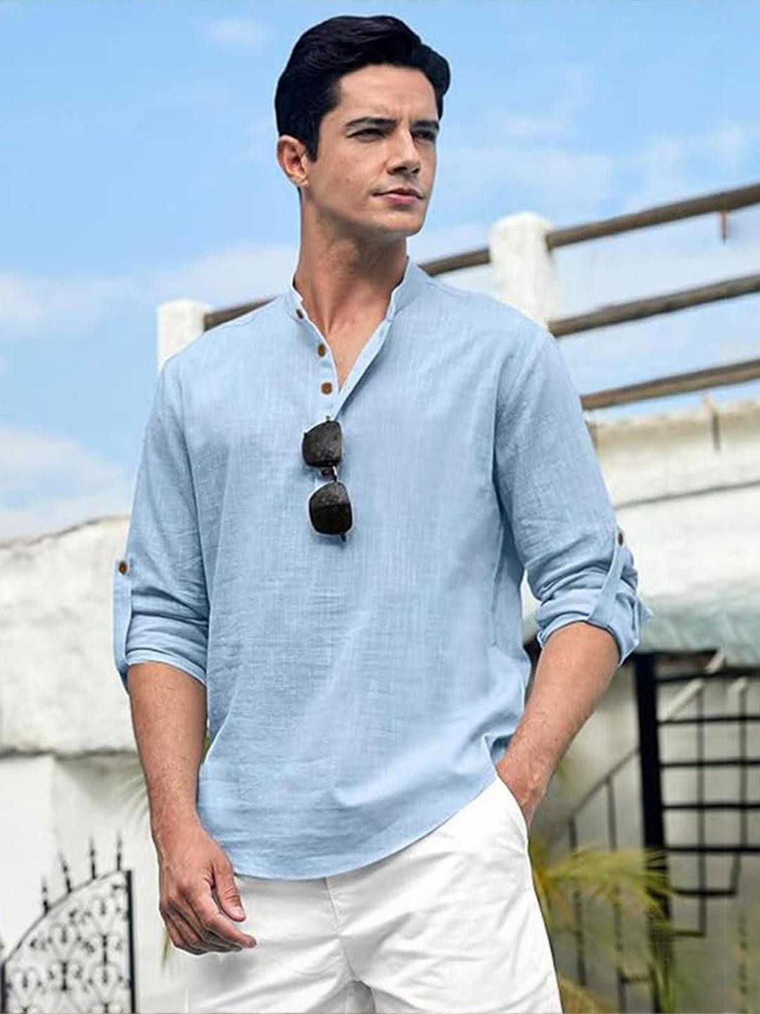 Edin Men Olive Cotton Kurtas