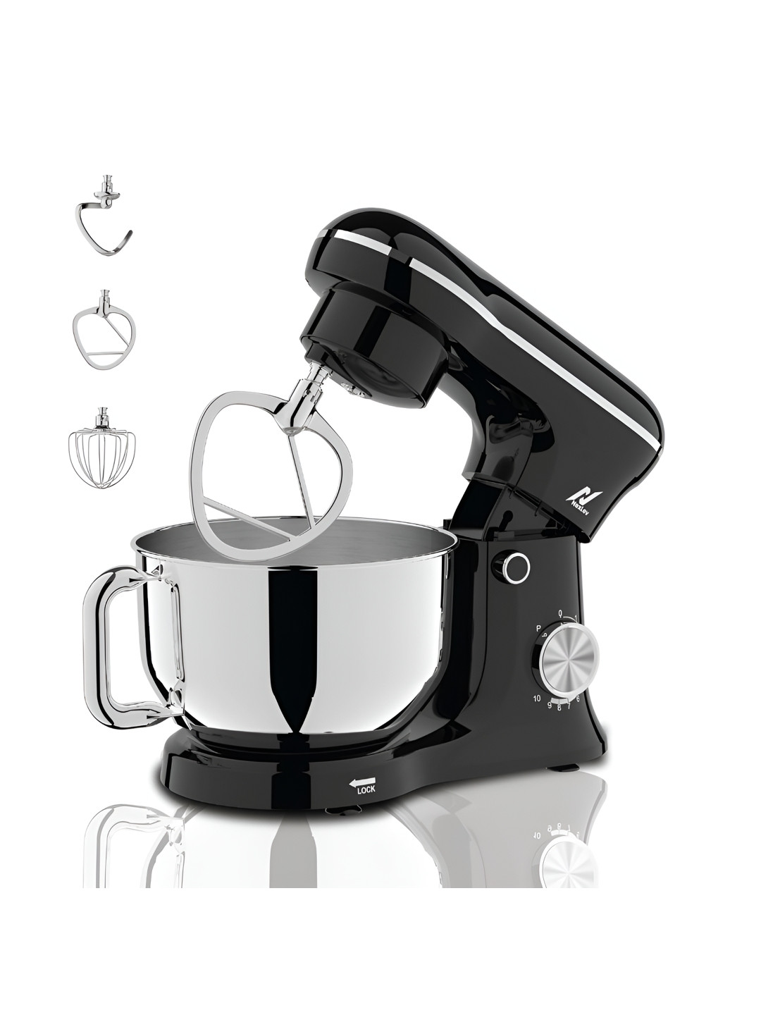NexLev Black Stainless Steel 1500W 10-Speed Stand Mixer - 5.5 L