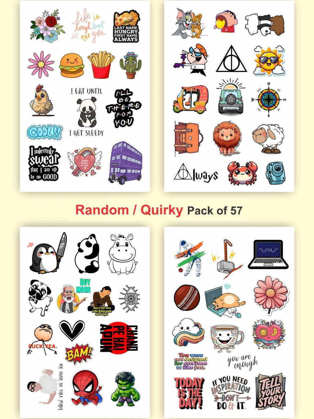 PRINTING DADDY Pack Of 57 Vinyl Waterproof Stickers