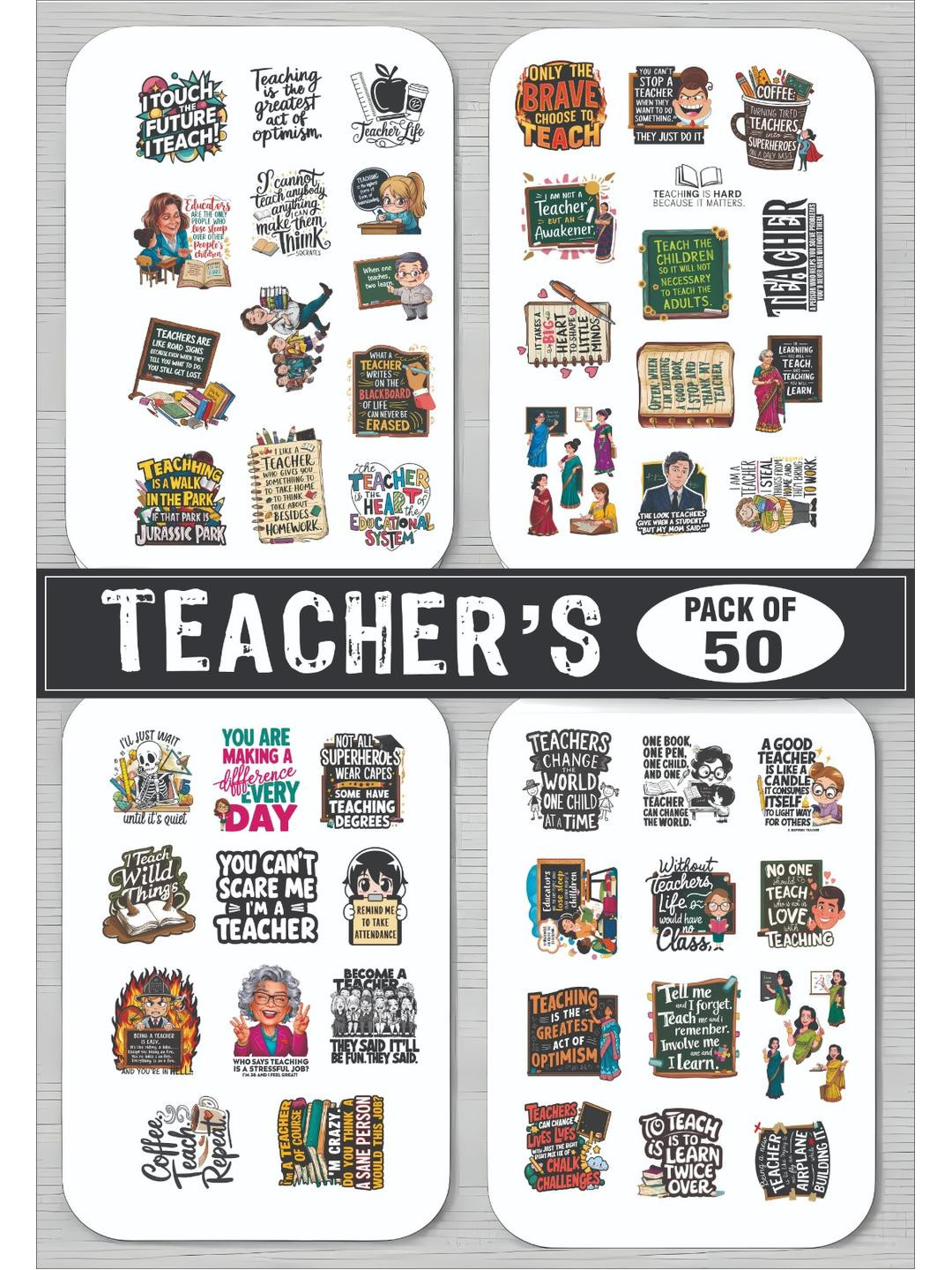 PRINTING DADDY Teacher Themed Vinyl Stickers