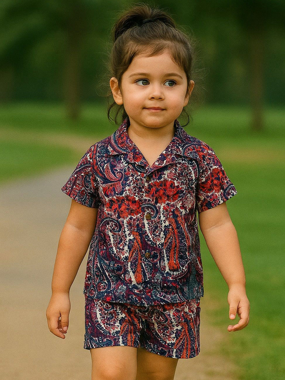 Anneca Girls Printed Short Sleeves Shirt With Shorts