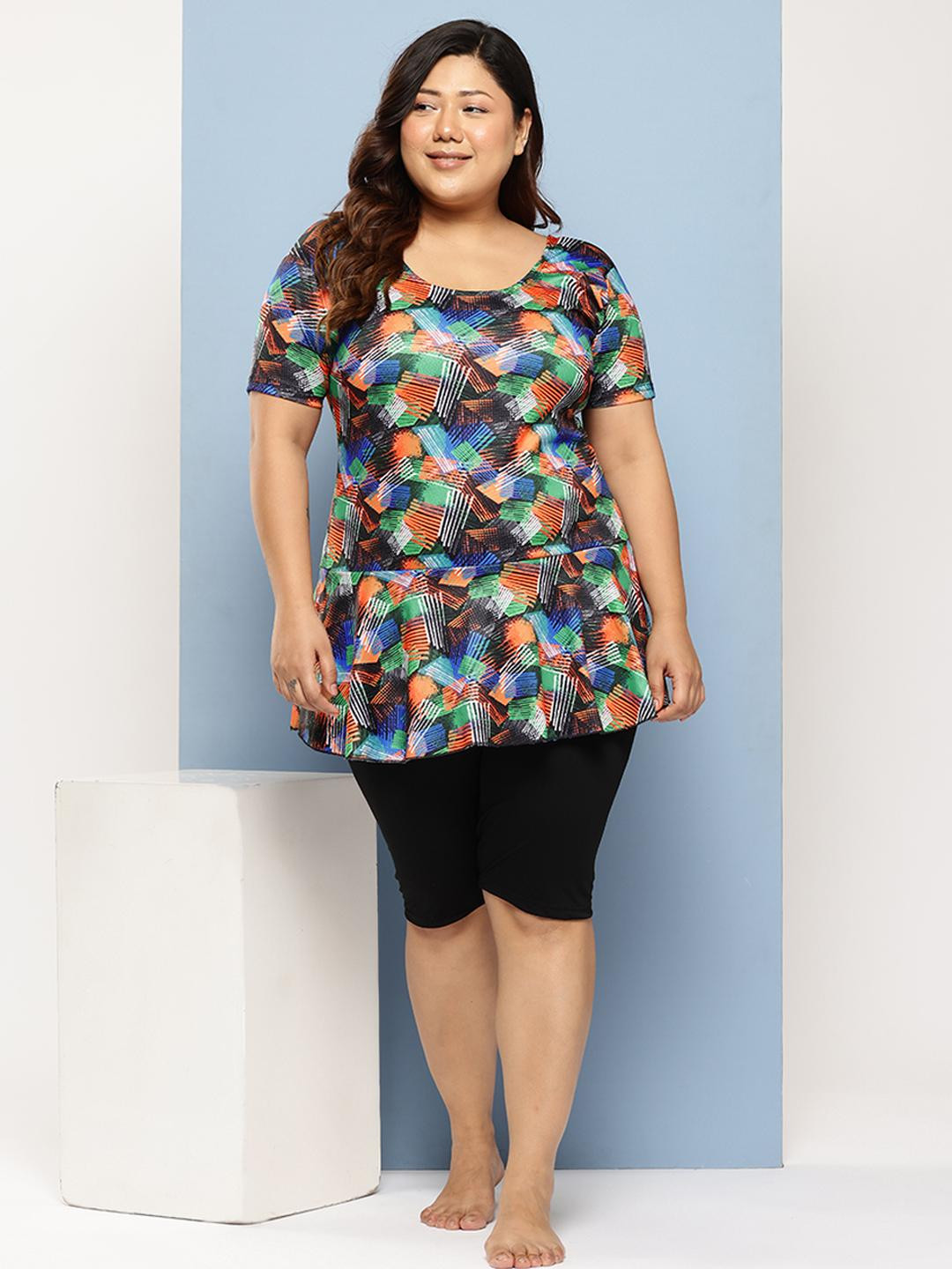 Muhuratam Women Orange Nylon Swimwear