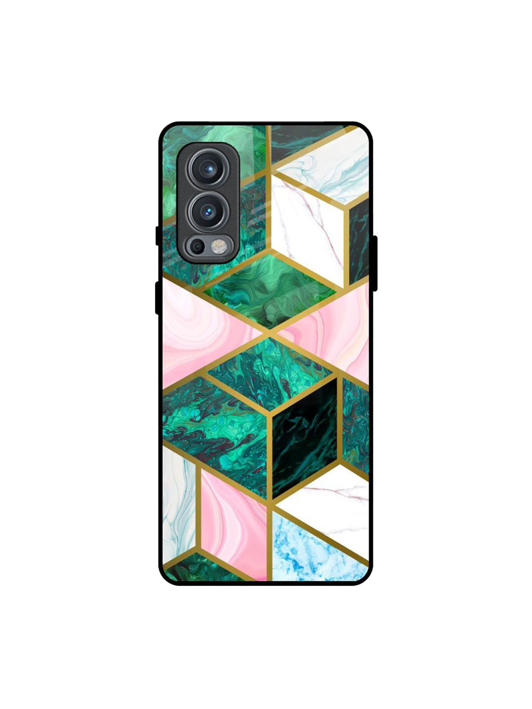QRIOH Marble Abstract Printed Oneplus Nord 2 Glass Back Case Mobile Accessories