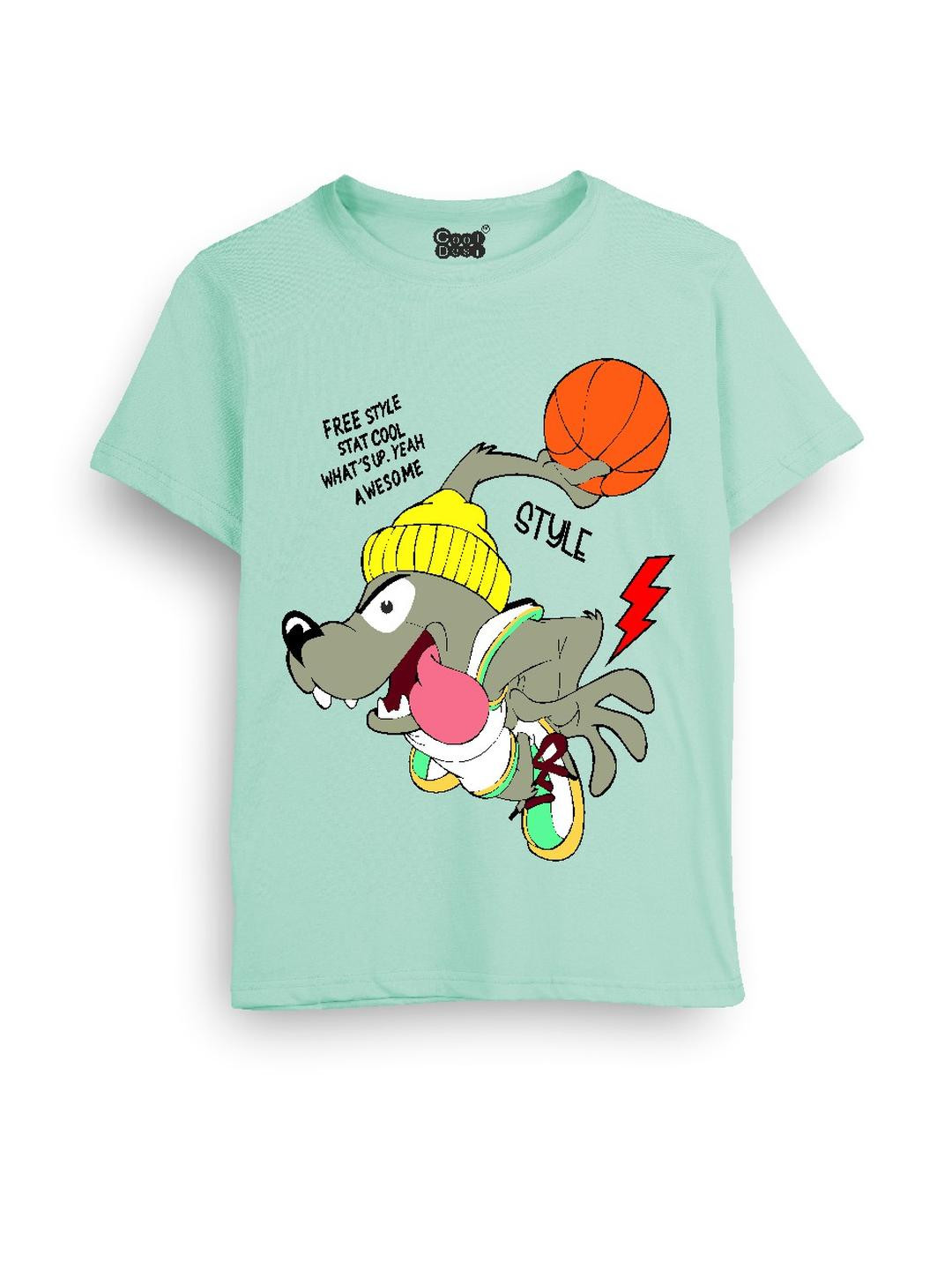 Cooldesi Kids-Unisex Green Cotton Tshirts