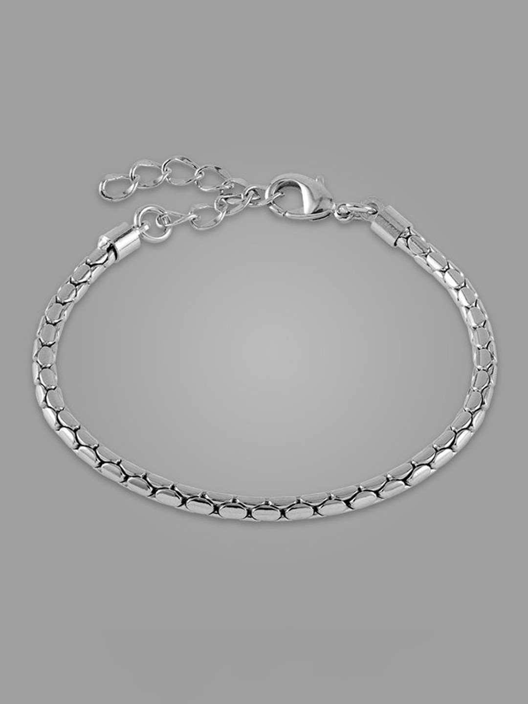 BLACK MAMBA Men Stainless Steel Rhodium-Plated Wraparound Bracelet