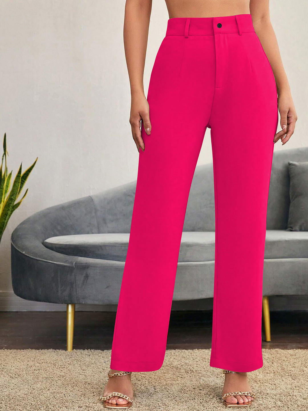 TOOCHKI Women Relaxed Straight Leg High-Rise  Relexed FitTrousers