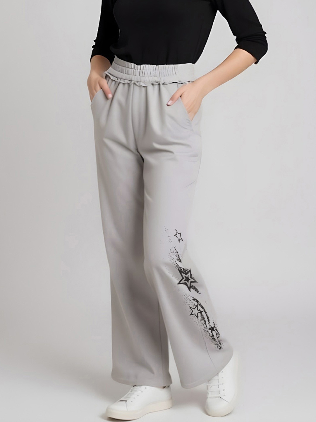 glitchez Women Graphic Print Ultra Baggy Fit Track Pants