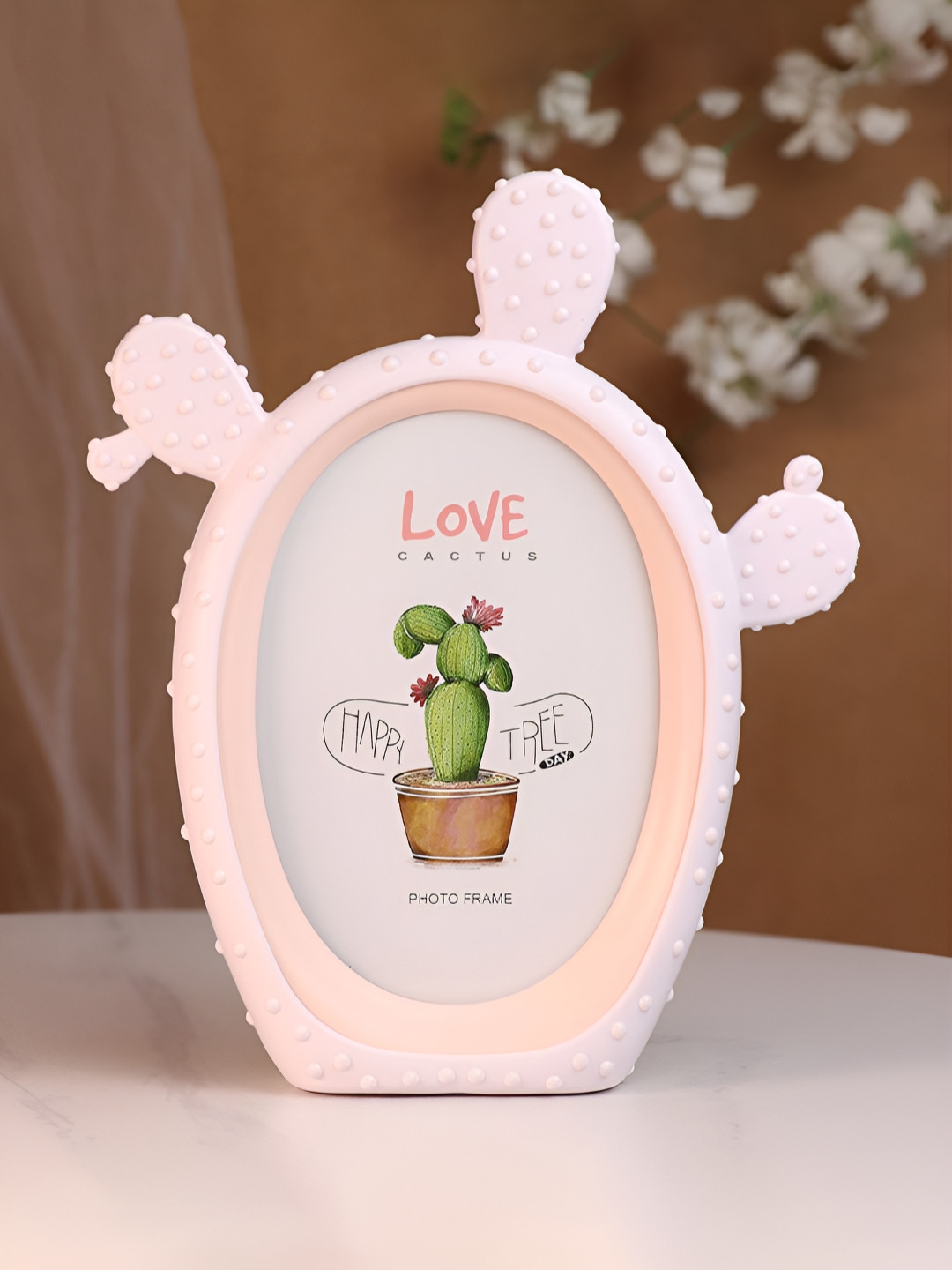 Art Street Pink & White Creative Cute Cactus Table Photo Frame