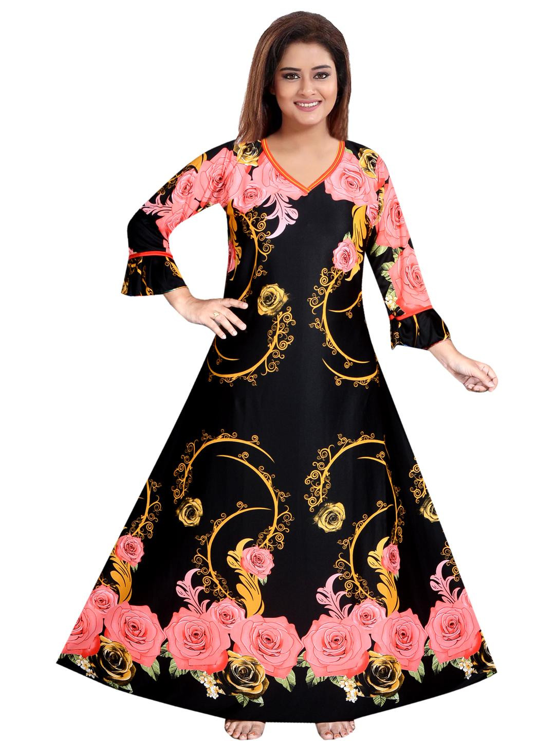 PURSA Women Red Satin Nightdress