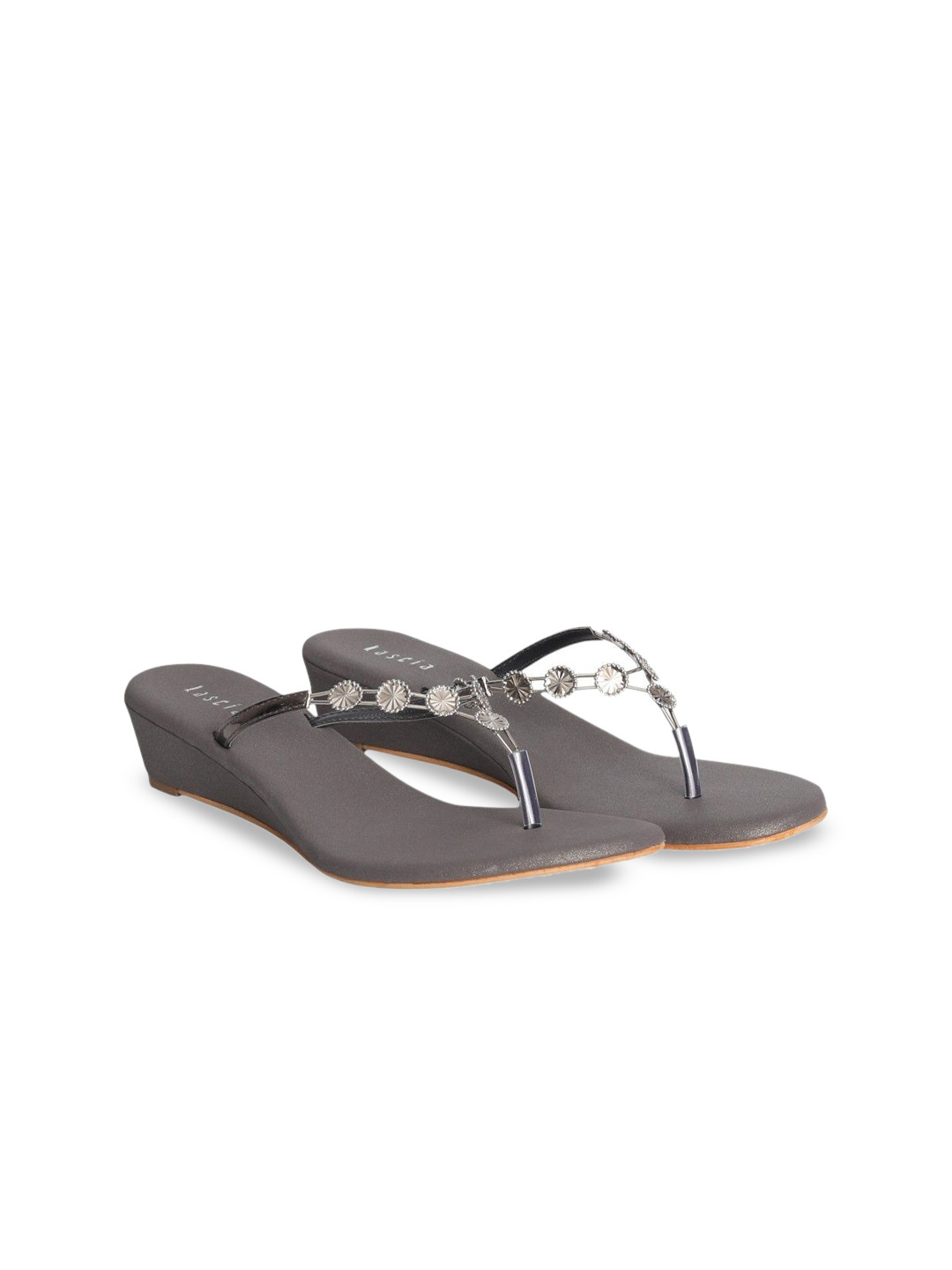 Lascia Open Toe Embellished Metallic Wedge Sandals