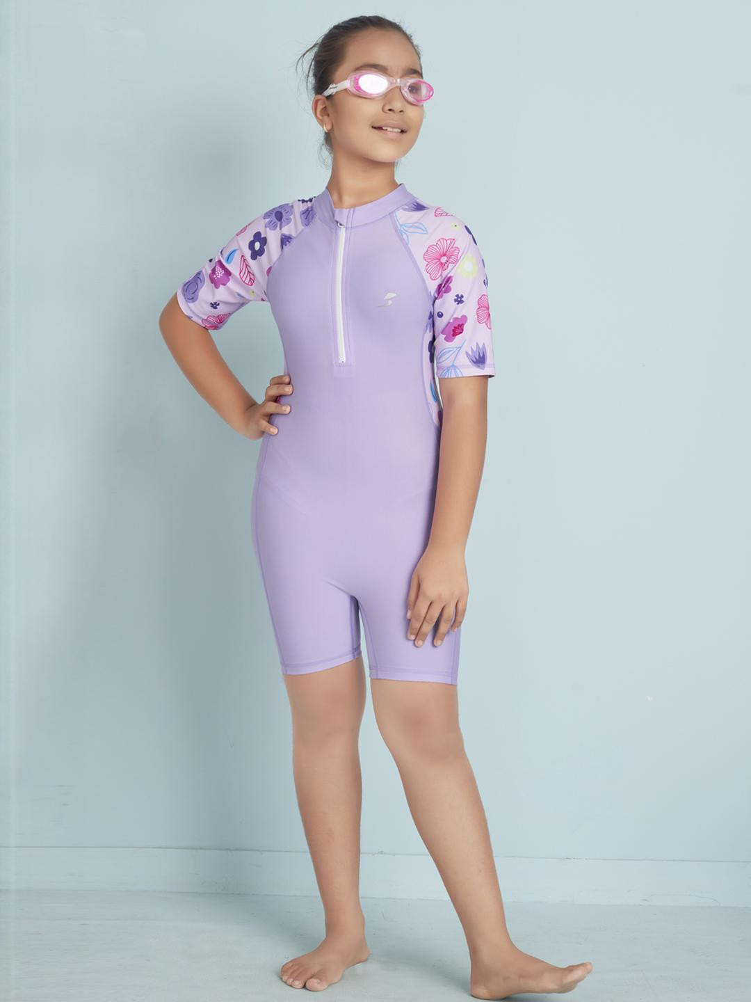 Muhuratam Girls Purple Nylon Swimwear