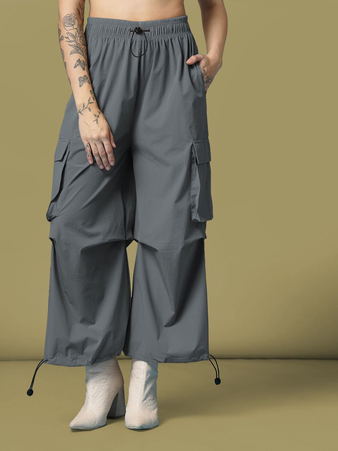 CHKOKKO Women Baggy Parachute Cargo Track Pants