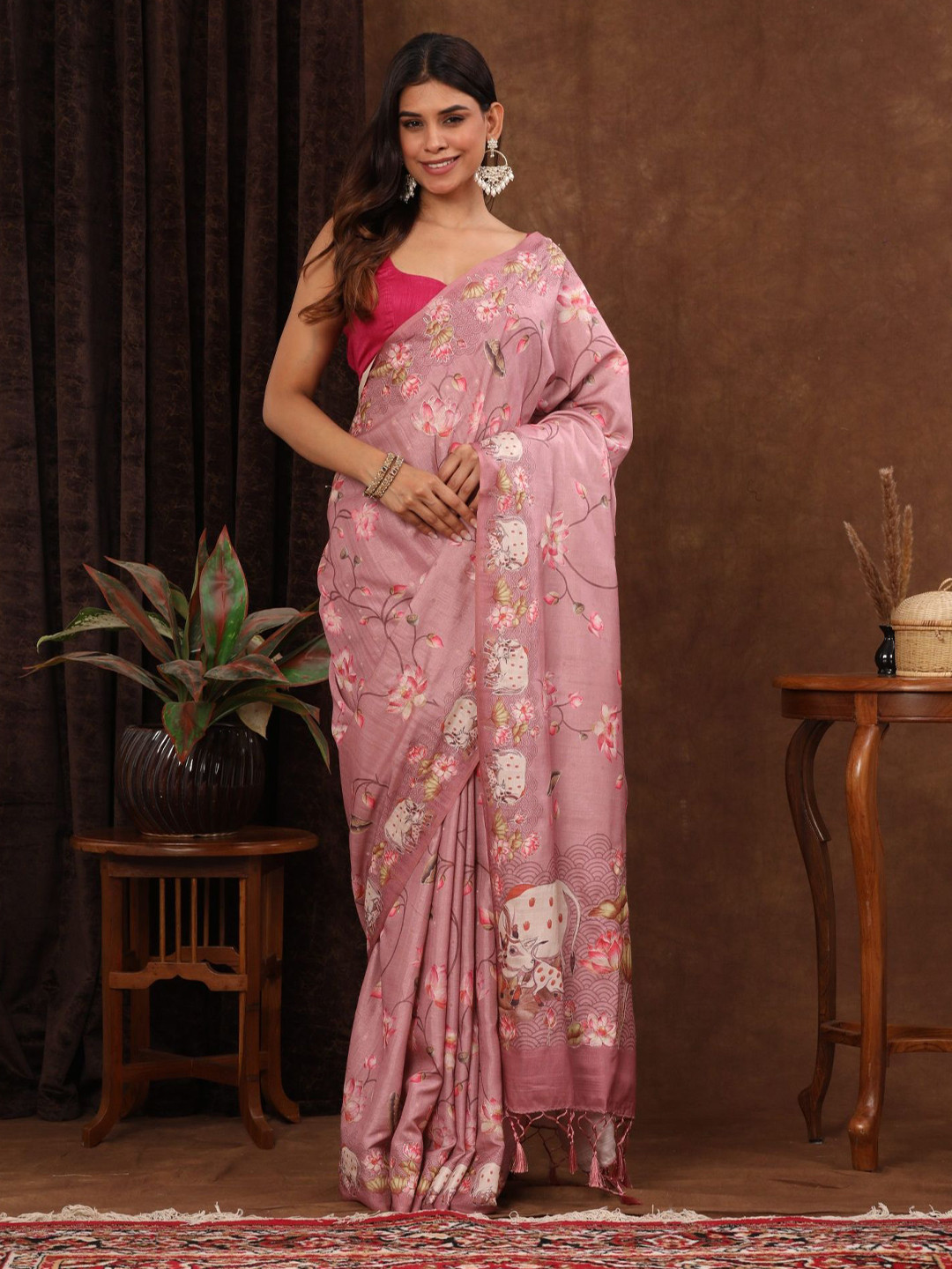 Taashi Pichwai Art Inspired Tussar Saree