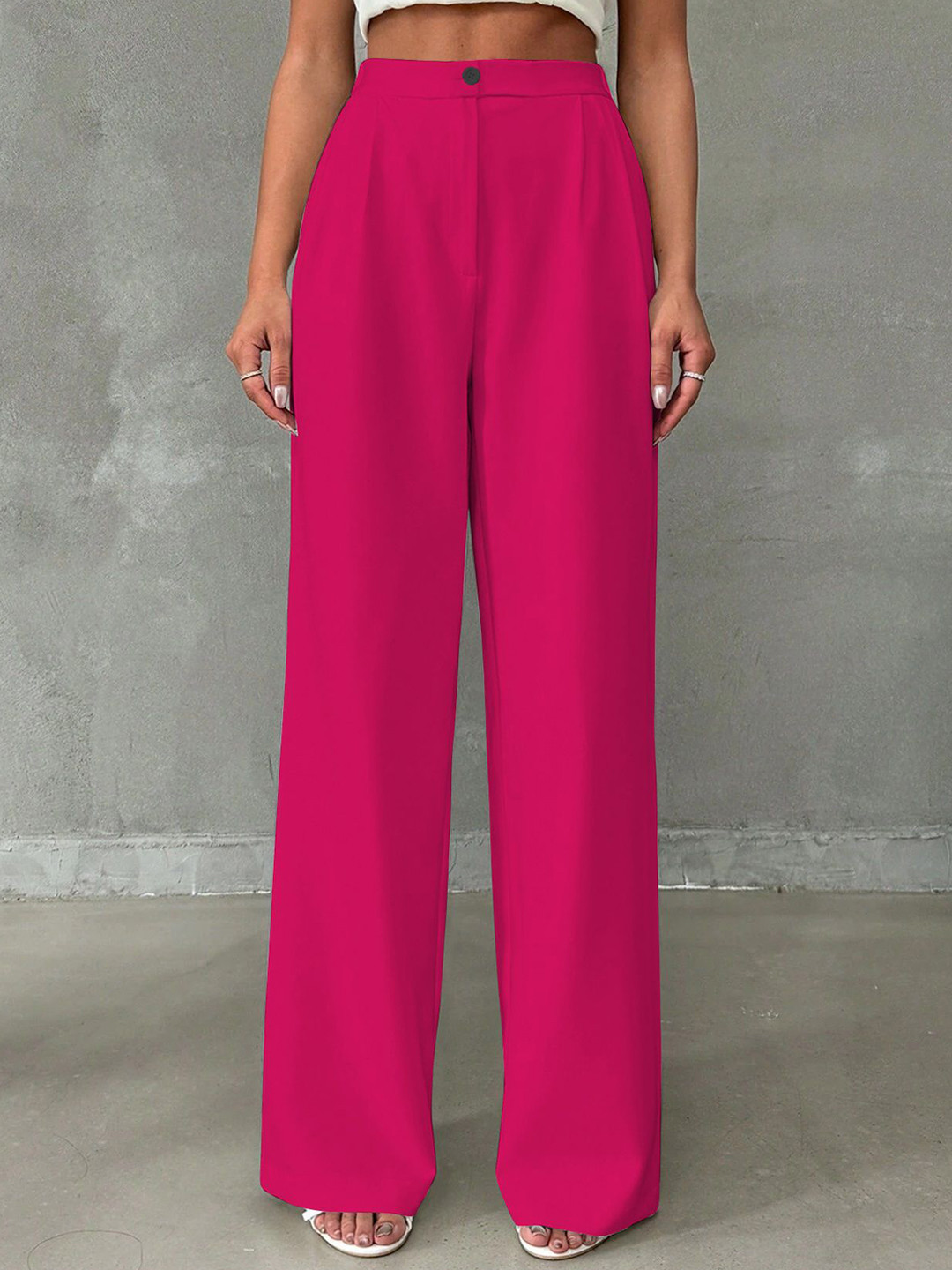 BAESD Women Relaxed Straight Leg Relaxed Fit High-Rise Trousers
