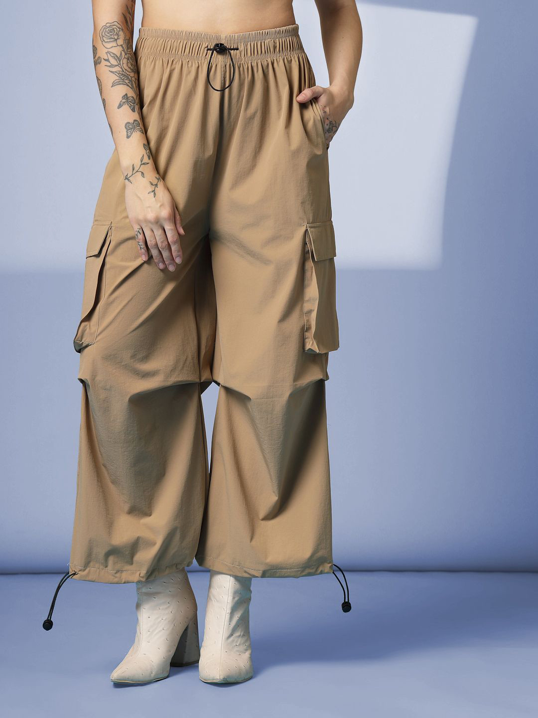 CHKOKKO Women Baggy Parachute Cargo Track Pants