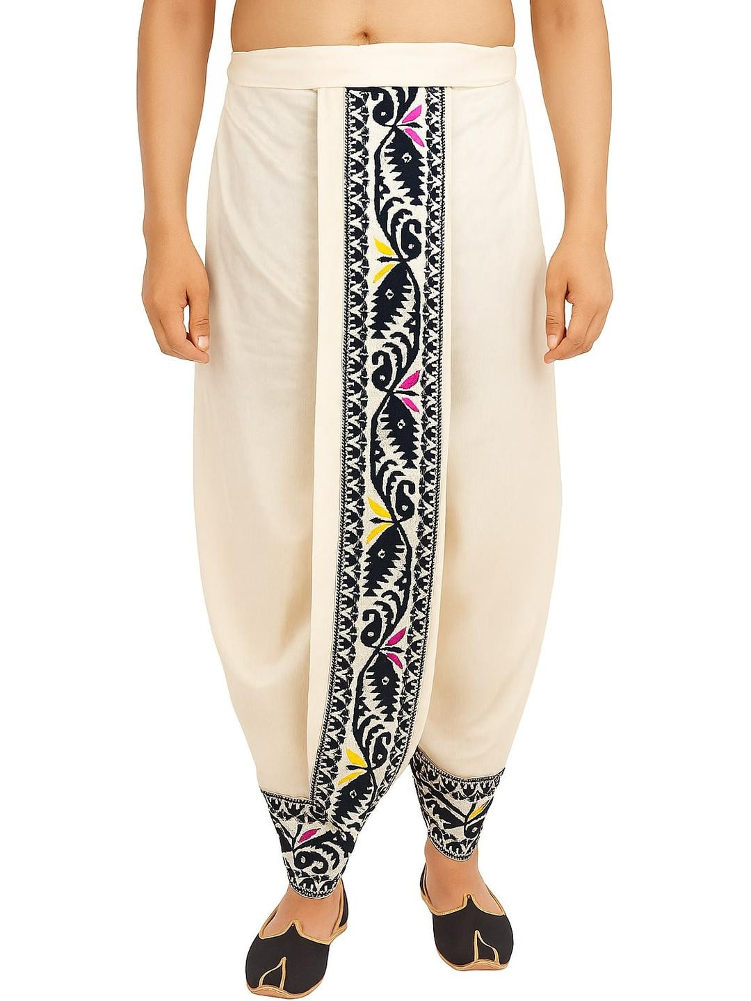 AMIT ONLINE Men Jamdani Border Ready To Wear Self Design Dhoti