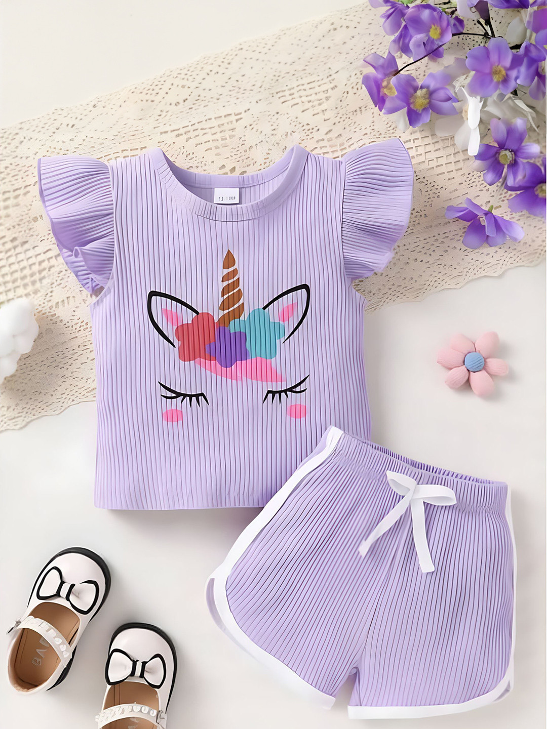 4YOU DRESSES Girls Printed Short Sleeves T-shirt With Shorts