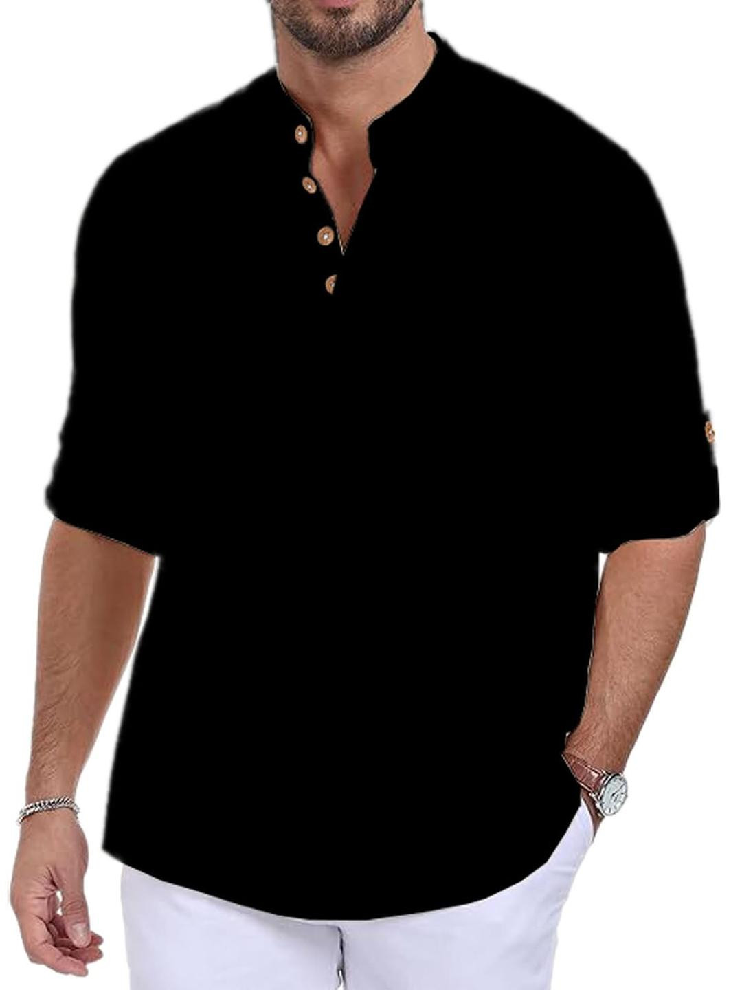 Edin Men Black Cotton Kurtas