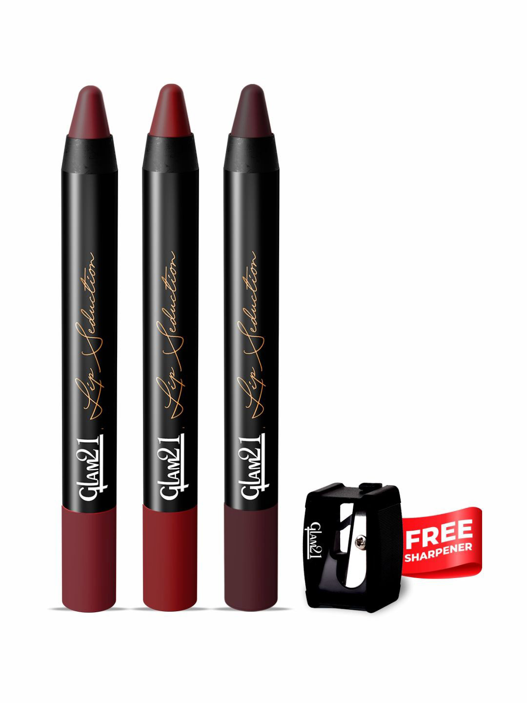 GLAM21 Set Of 3 Lip Seduction Crayons - Mystique Brown + Nude Beauty + Silky Brown