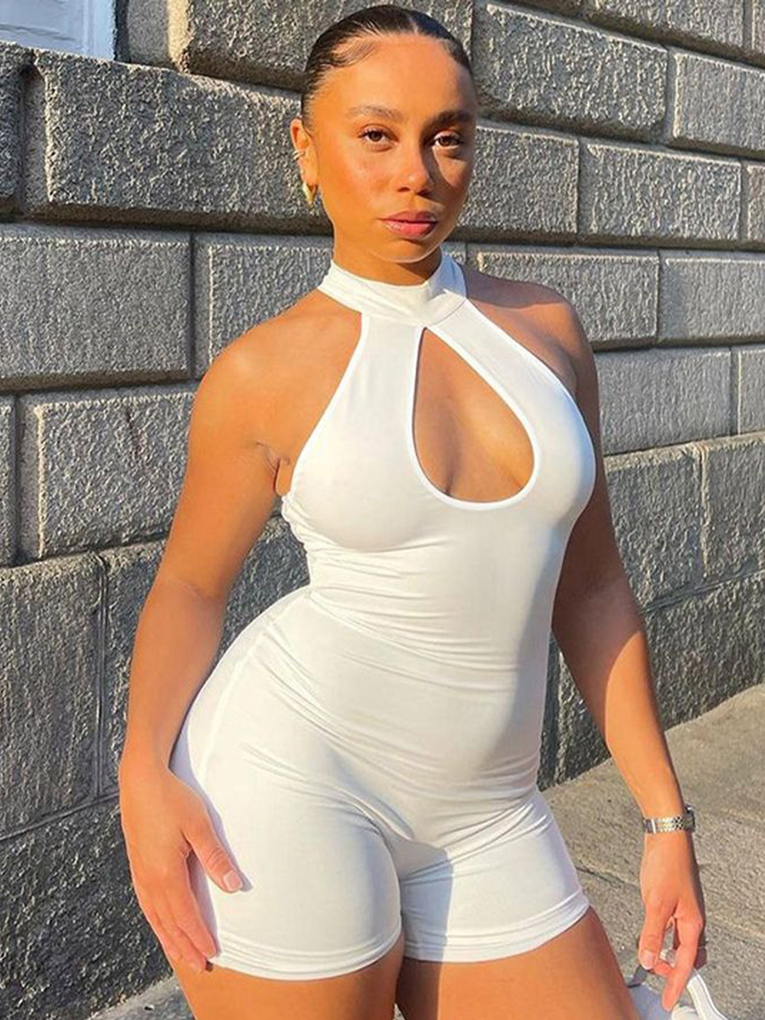 LULU & SKY Women Fitted Halter Neck Playsuit