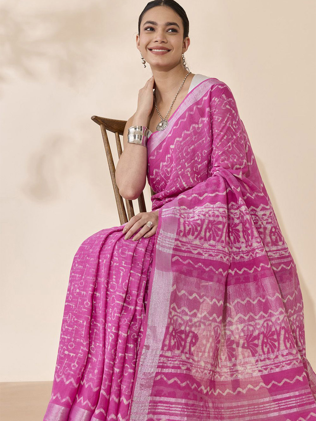 Taneira Dabu Traditional Block Print Saree