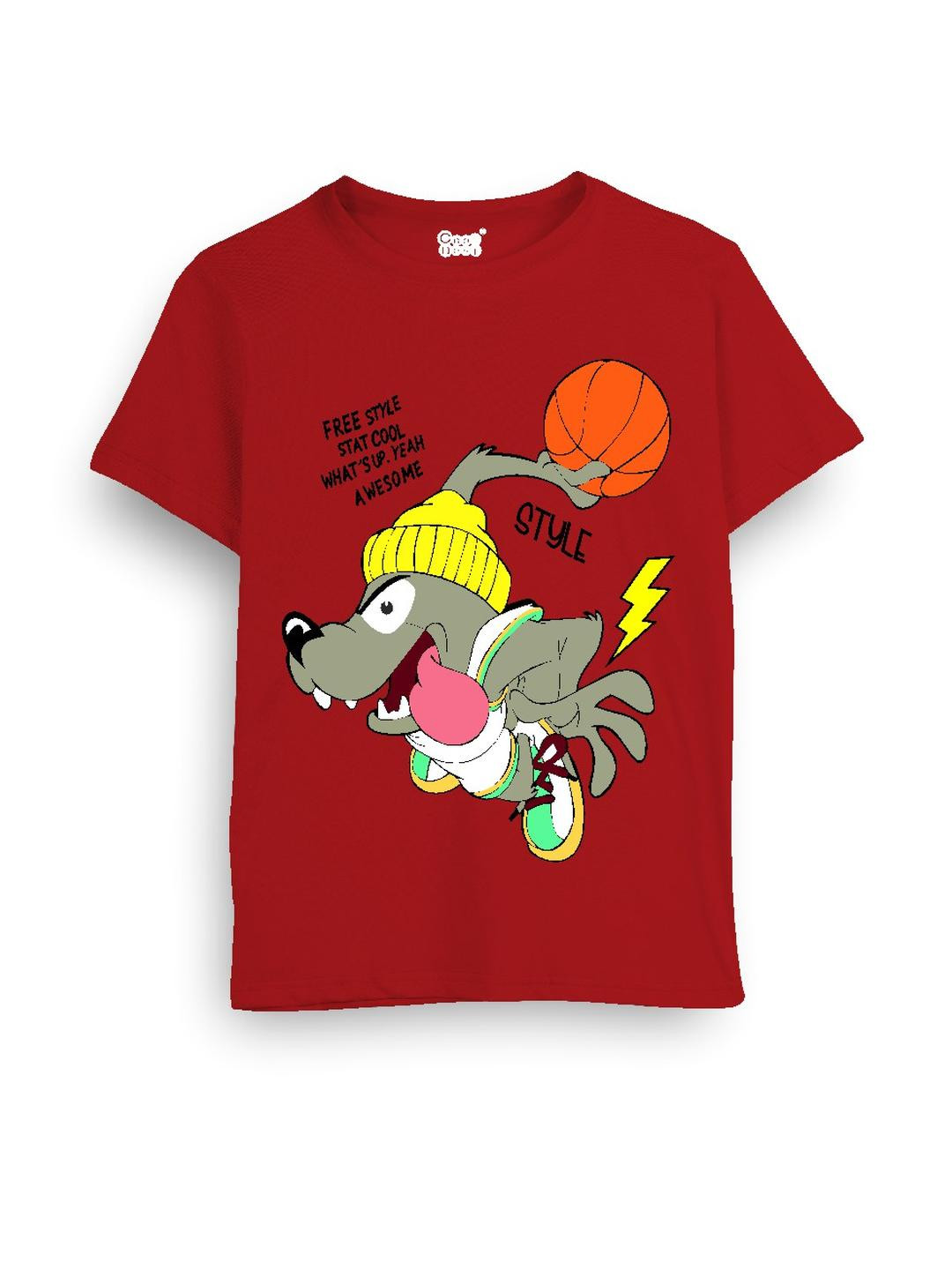 Cooldesi Kids-Unisex Red Cotton Tshirts