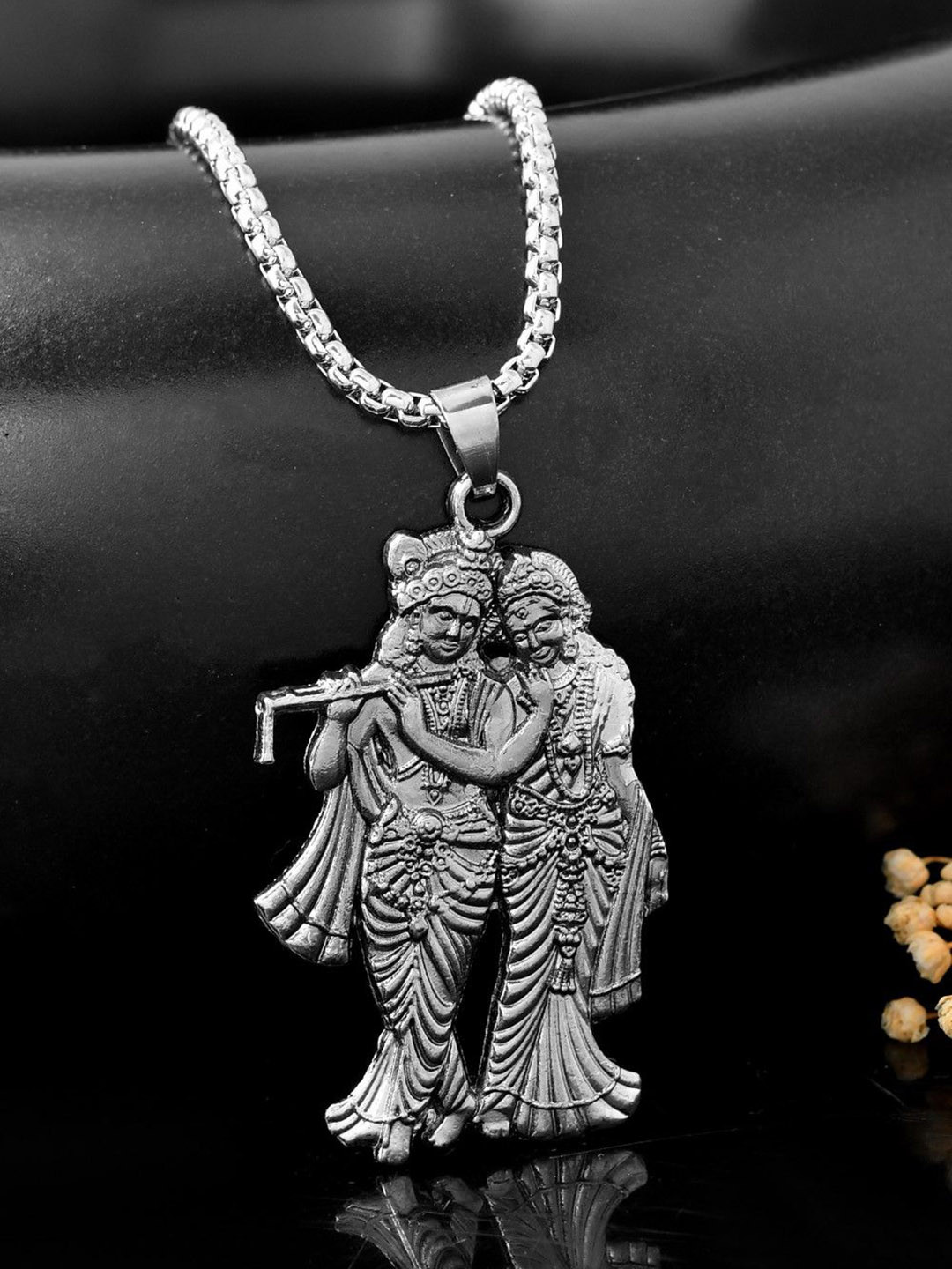 AGARWALPRODUCT Unisex Stainless Steel Lord Radhye Krishna Pendant With Chain