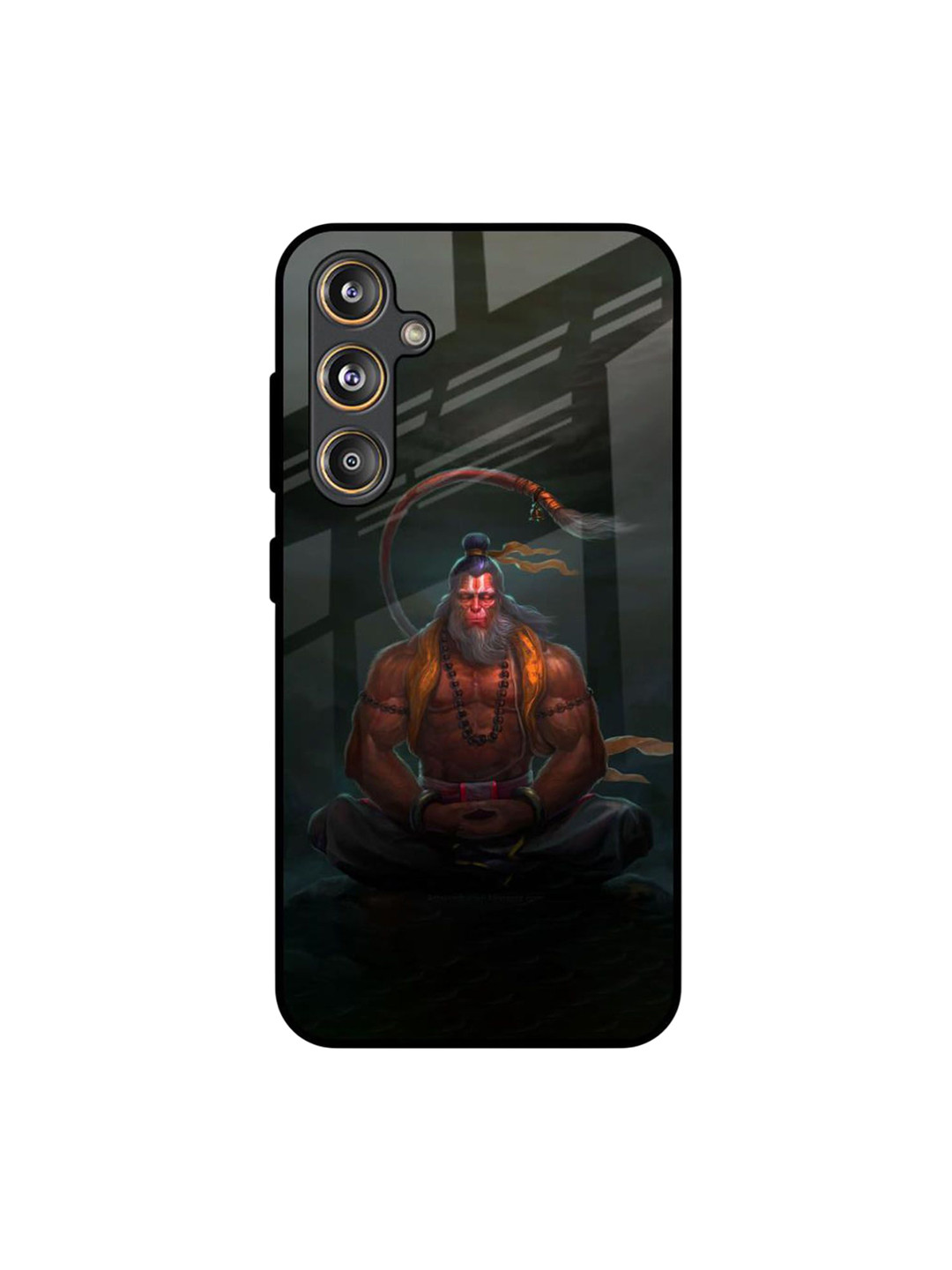 QRIOH Quirky Lord Hanuman Animated Glass Case for Samsung Galaxy M55s Mobile Accessories