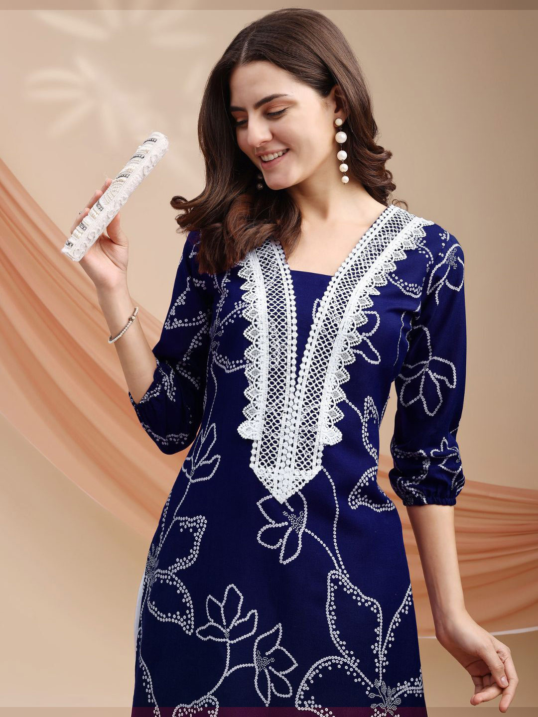 KALINI Bandhani Printed Summer Sheers A-line Straight Kurta