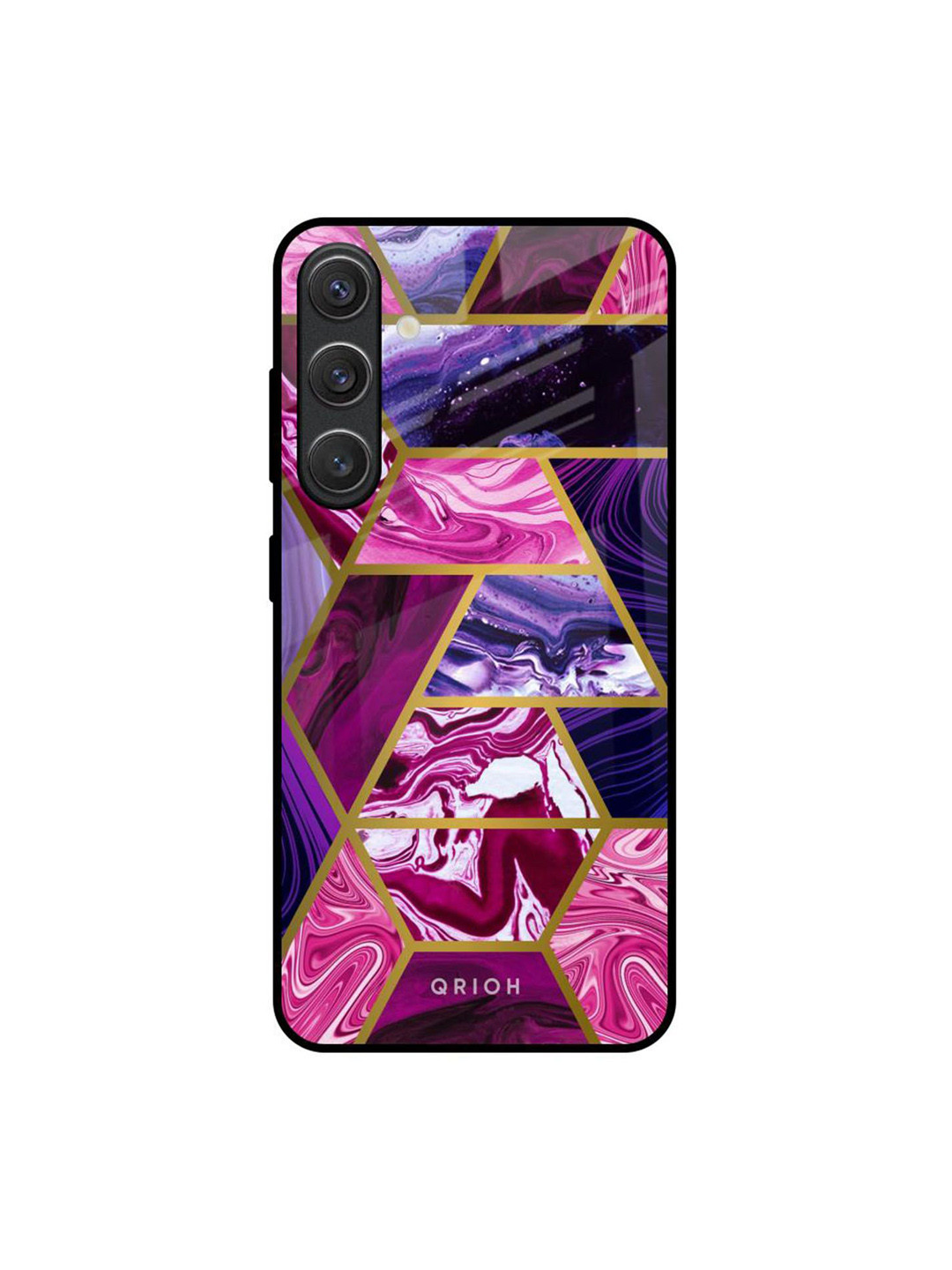 QRIOH Electroplated Printed Samsung Galaxy S25 5G Glass Back Case Mobile Accessories