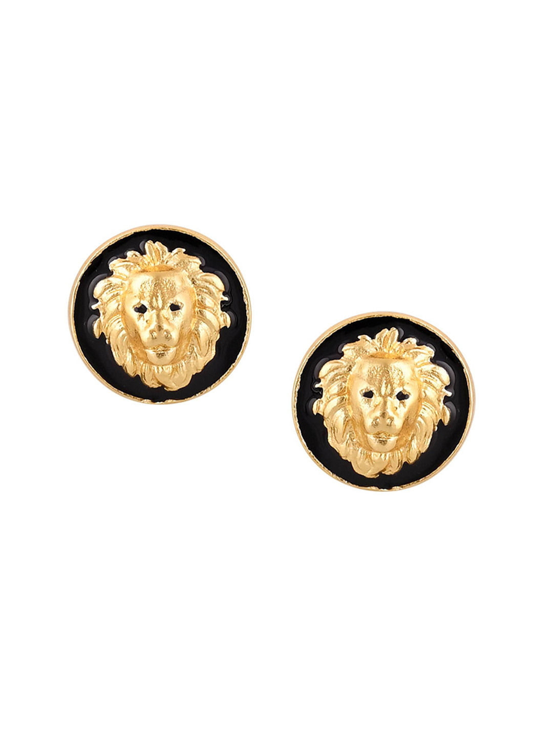 House of Pataudi Men Gold-Plated Lion Shape Cufflinks