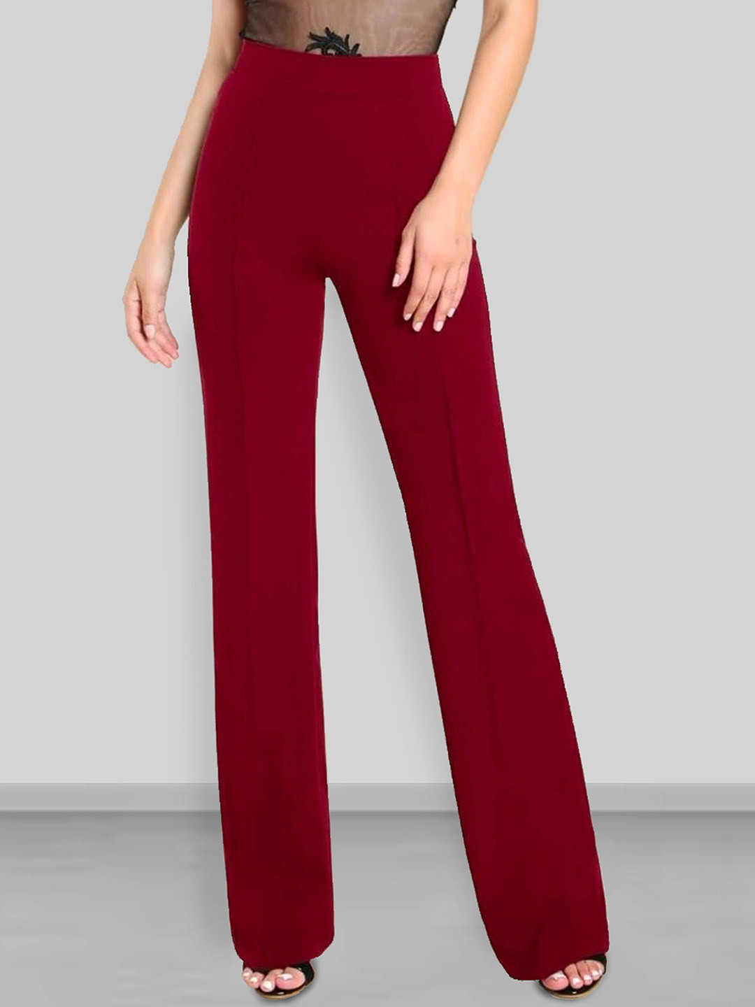 Dream Beauty Fashion Women Easy Wash Pleated Bootcut Trousers