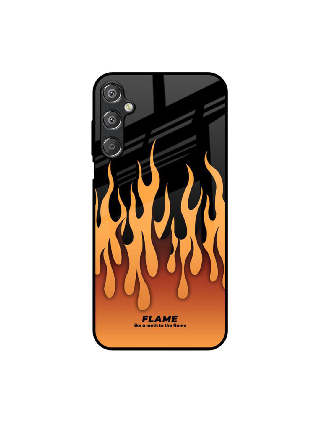 QRIOH Fire Flame Printed Lightweight Silicone Samsung Galaxy M15 5G Glass Back Case