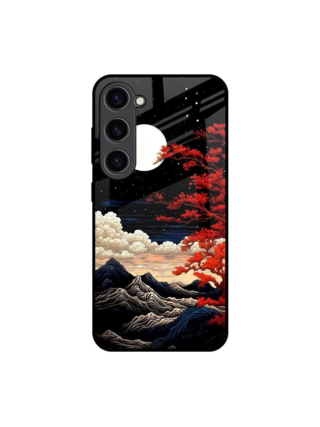 QRIOH Scarlet Serenity Printed Lightweight Silicone Samsung Galaxy S23 Glass Back Case