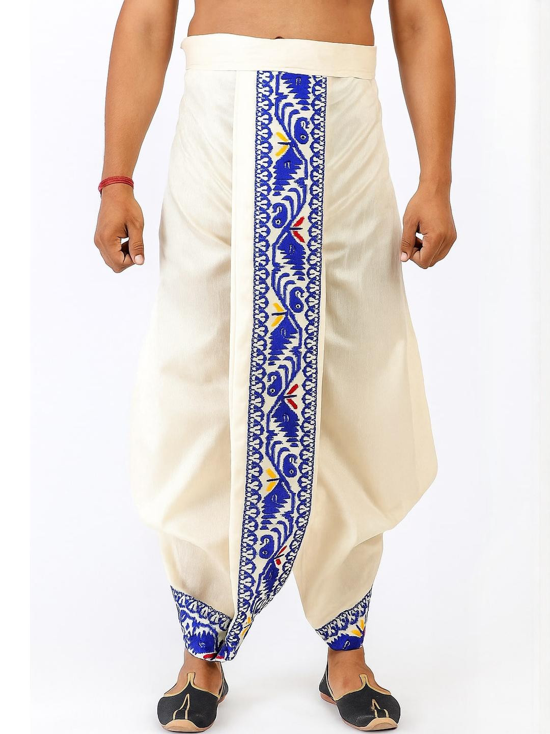 AMIT ONLINE Men Jamdani Border Ready To Wear Self Design Dhoti