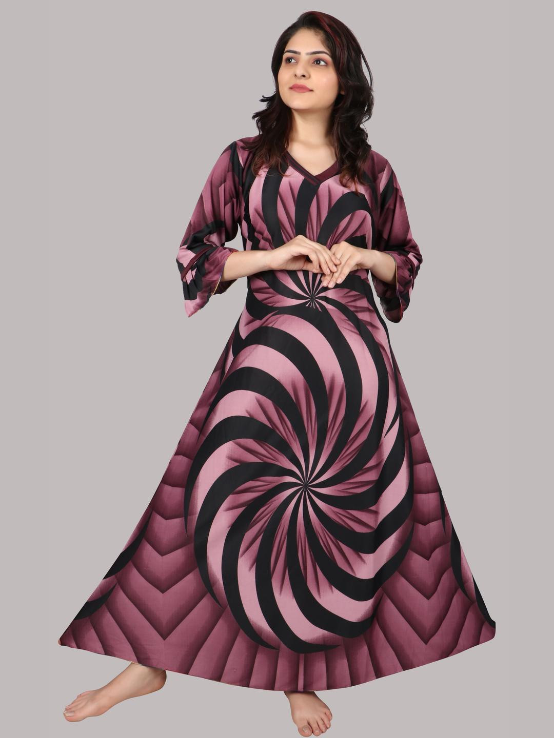 PURSA Women Multi Satin Nightdress