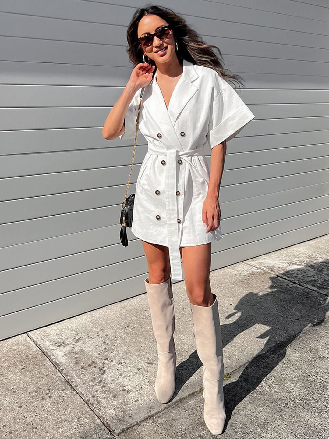 StyleCast Women Shirt Collar Extended Sleeves Blazer Dresses