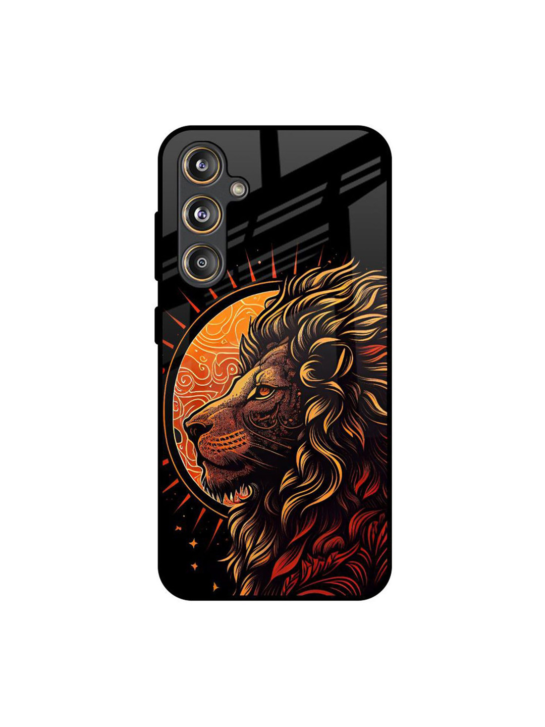 QRIOH Sun Faced Lion Geometric Printed Samsung Galaxy M55s Back Case Mobile Accessories