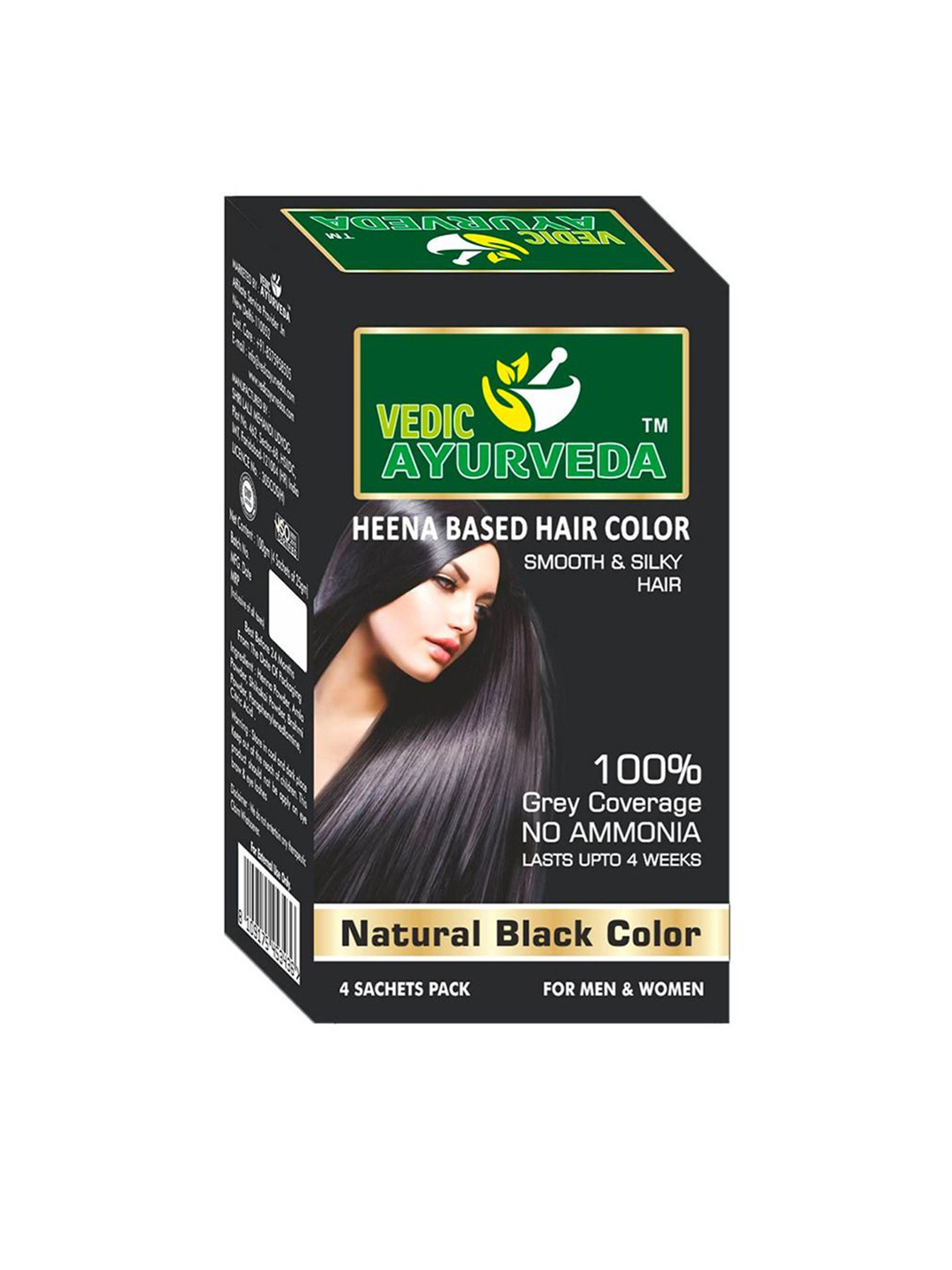 VEDICAYURVEDA Henna Based Ammonia Free Hair Color - 100 g - Black